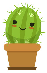 baby cacti pot green cartoon cactus with happy vector image