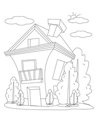 easy simple house coloring page modern art vector image