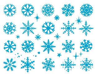 hand drawn snowflakes winter set silhouettes vector image