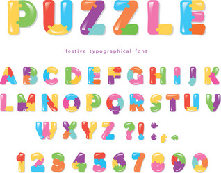 puzzle font abc colorful creative letters vector image