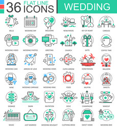 wedding flat line outline icons for apps vector image