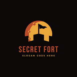 negative space fort castle in night logo icon vector image