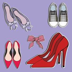 womens shoes stickers decorative vector image