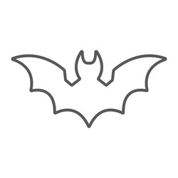 Bat thin line icon animal and halloween dracula vector