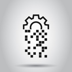 digital gear icon in flat style cog on isolated vector image