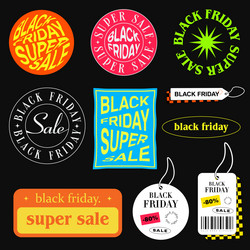 set of black friday stickers labels badges design vector image