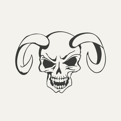 Horns with human skull black vector