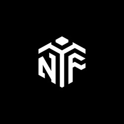 nf monogram logo with abstract hexagon style vector image