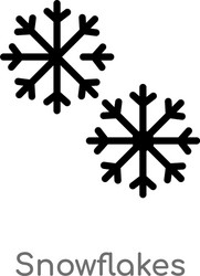 Outline snowflakes icon isolated black simple vector