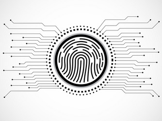 Abstract sign fingerprint with circuit board vector