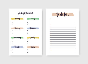 set weekly planner and to-do-list templates vector image