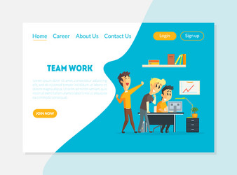 team work banner landing page template people vector image