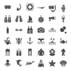 Diving solid web icons vector