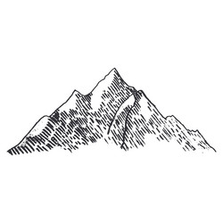 mountains set hand drawn rocky peaks vector image