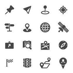 black navigation icons set vector image