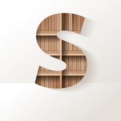 wood shelf font design alphabet letter vector image