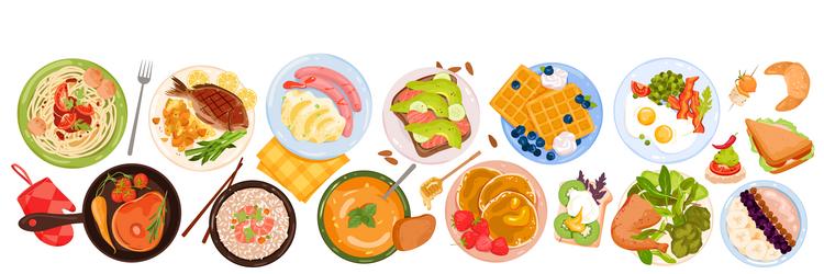 cartoon isolated cereal breakfast with fruit vector image