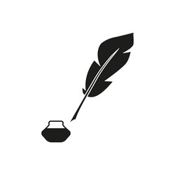 pen feather bottle icon vector image