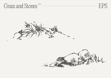 hand drawn of grass and rocks sketch vector image