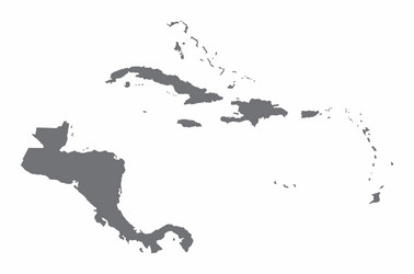 Central america and caribbean silhouette map vector