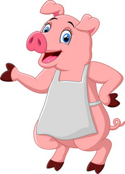 cartoon pig chef waving vector image