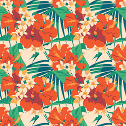 seamless summer hawaiian tropical pattern vector image