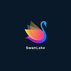 Logo swan gradient colorful vector