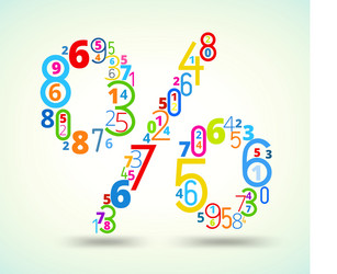 percent sign colored font from numbers vector image