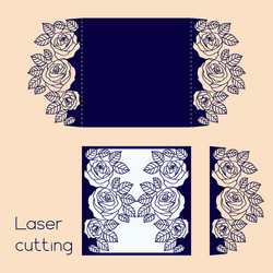 template of wedding envelope with roses for laser vector image