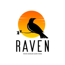 black raven logo design on white background vector image