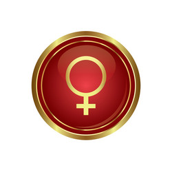 golden round button with female symbol vector image