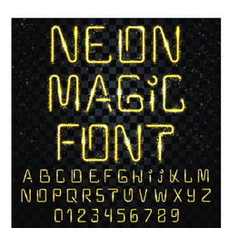 Font magic bright shiny electric letters vector