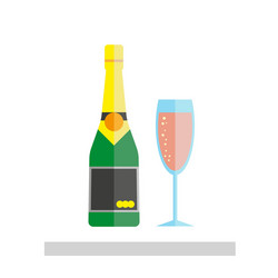 Champagne glass and bottle vector