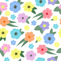 seamless floral pattern with hand drawn various vector image