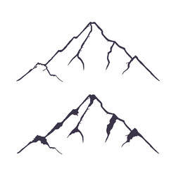 mountains set hand drawn rocky peaks vector image