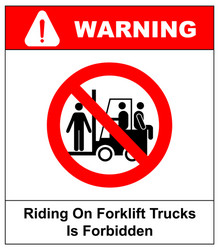 riding on forklift trucks is forbidden symbol vector image