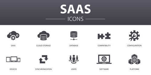 saas simple concept icons set contains vector image