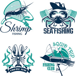 fishing club or trip icons set vector image