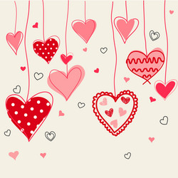 seamless background of hand drawn stylized hearts vector image