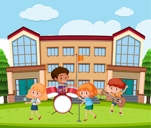 Student music band at school vector