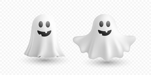 3d cartoon ghosts set cute vector image