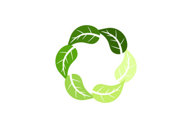 Organic leaf circle logo designs inspiration vector