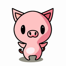 cute pig kawaii chibi drawing style vector image