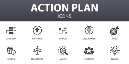 action plan simple concept icons set contains vector image