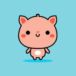 Cute pig kawaii chibi drawing style vector