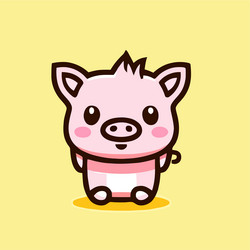 cute pig kawaii chibi drawing style vector image