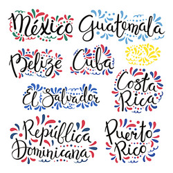 latin american countries lettering vector image