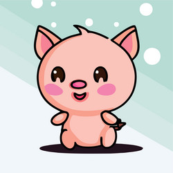 Cute pig kawaii chibi drawing style vector