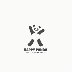 happy panda abstract emblem or logo vector image