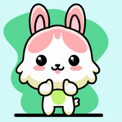 cute rabbit kawaii chibi drawing style vector image